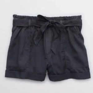 Aerie Camp Paperbag Belted Shorts Charcoal Gray Size XXS